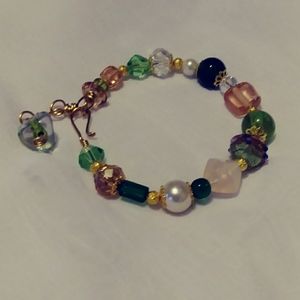 Beaded bangle bracelet (# 4, green)